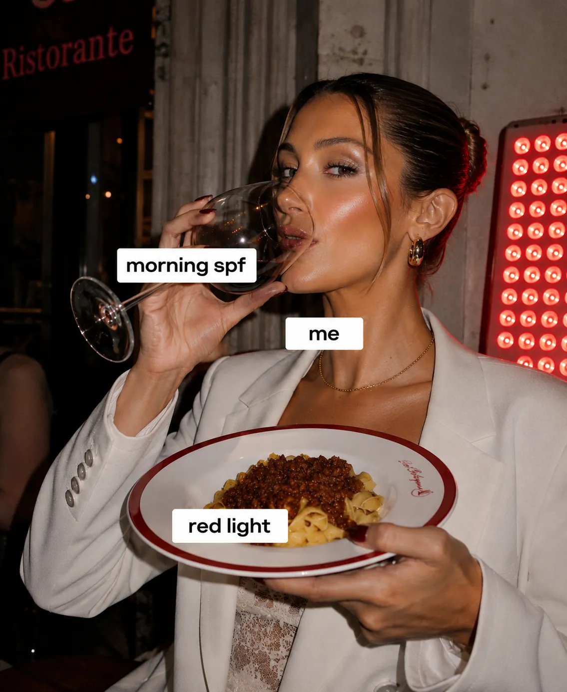 morning spf, me, red light